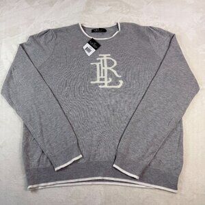 Lauren Ralph Lauren Grey Monogram Logo XL Cotton Modal Blend Sweater XL
